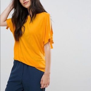 Marigold Yellow Tie-Sleeve T-Shirt Sz S NWT